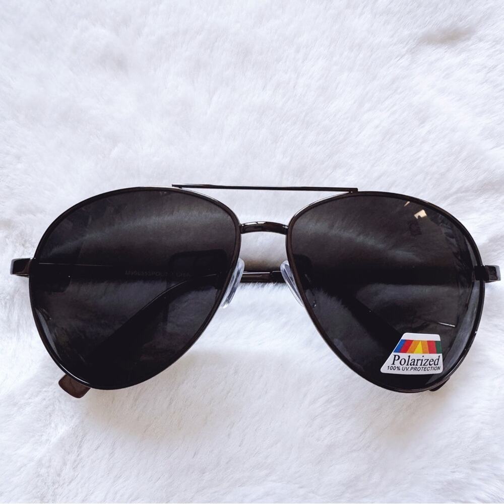Irene Black Aviator Stylish Polarized Sunglasses - Picture 2 of 12